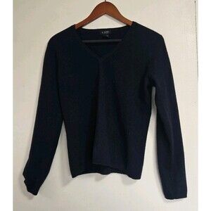 LXRI 100% Cashmere Sweater Mens M Blue V Neck Classic Luxury